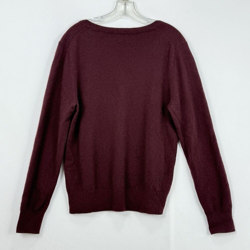 Quince Women Mongolian Cashmere V-Neck Sweater Rich Burgundy Sleeved Top Size L - Picture 8 of 16